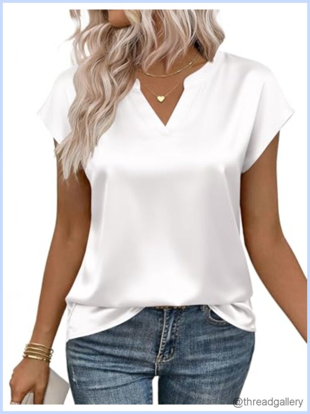 Zeagoo Satin Cap Sleeve V-Neck Blouse Women's Summer Tops